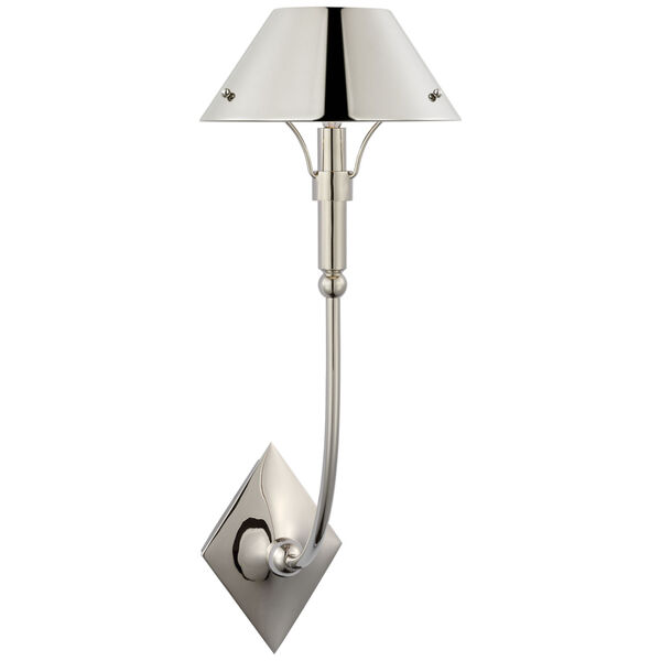 Turlington Large Sconce in Polished Nickel with Polished Nickel Shade by Thomas O'Brien, image 1