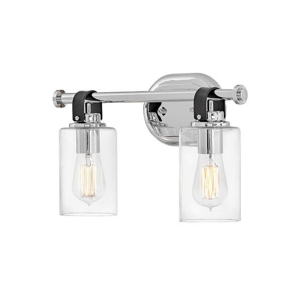 Halstead Chrome Two-Light Bath Vanity With Clear Glass, image 3