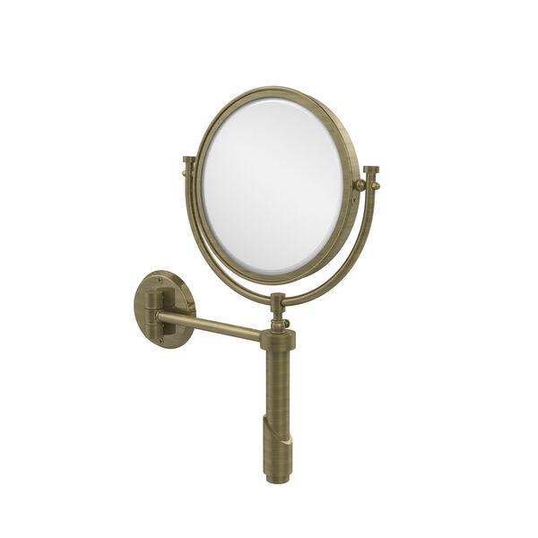 Tribecca Collection Wall Mounted Make-Up Mirror 8 Inch Diameter with 5X Magnification, Antique Brass, image 1