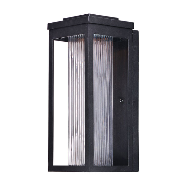 Salon LED Black 15-Inch LED Outdoor Wall Mount with Clear Ribbed Glass, image 1