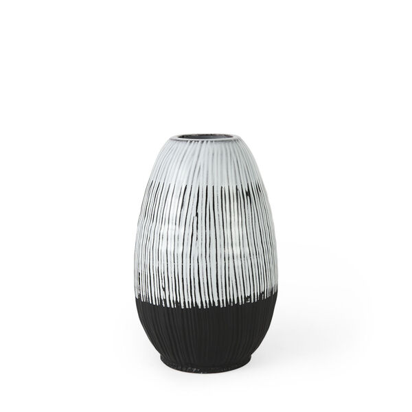 Tanami II Dark Brown and White Short Glazed Ceramic Vase, image 1