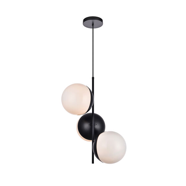 Eclipse Black and Frosted White 17-Inch Three-Light Pendant, image 3