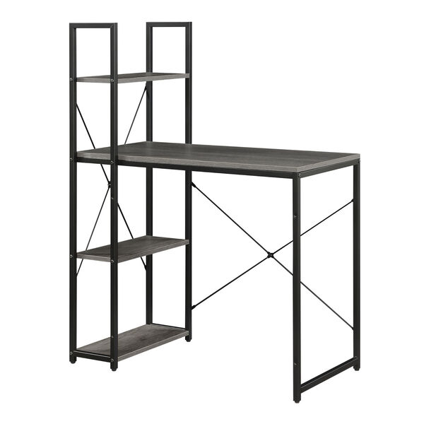 Designs2Go Charcoal Gray Black Office Workstation with Shelves, image 1