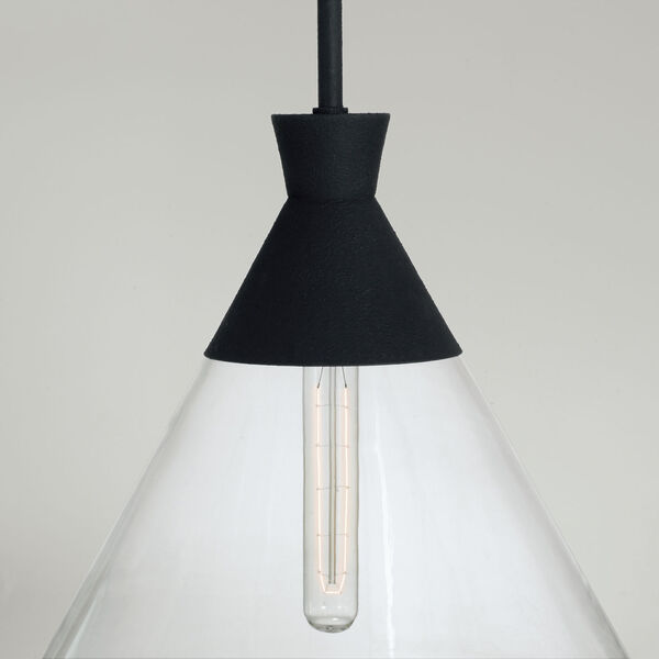 Paloma Textured Black One-Light Pendant with Clear Glass, image 2