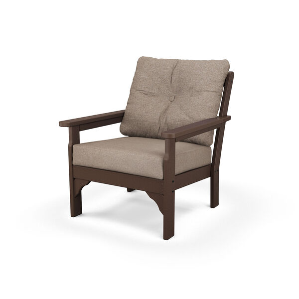 Vineyard Mahogany and Spiced Burlap Deep Seating Chair, image 1