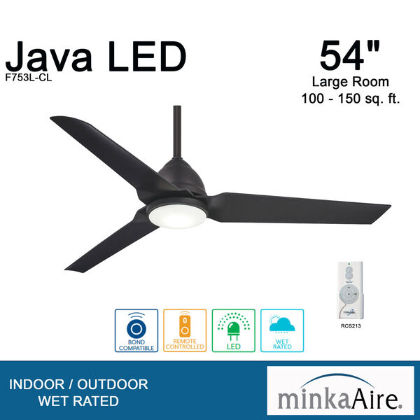 Java Coal 54-Inch Indoor Outdoor LED Ceiling Fan, image 7