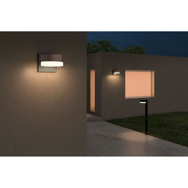 Inside-Out REALS Textured Bronze Cylinder Lens and Plate Cap LED Wall Sconce with Frosted White Lens, image 2
