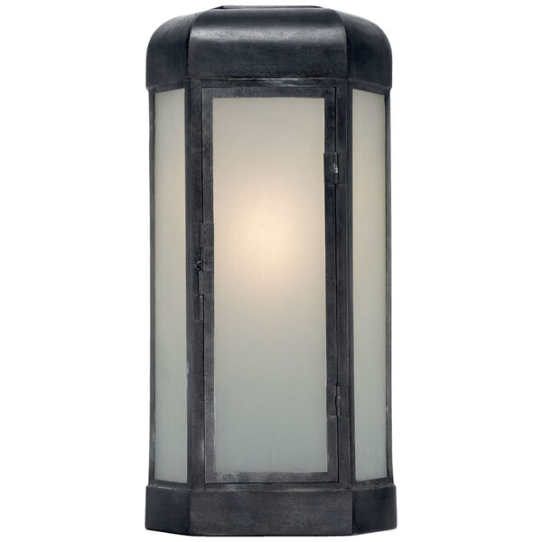 Dublin Large Faceted Sconce in Aged Iron with Frosted Glass by Chapman and Myers, image 1
