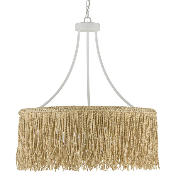 Samoa Gesso White and Abaca Rope Three-Light Chandelier, image 3