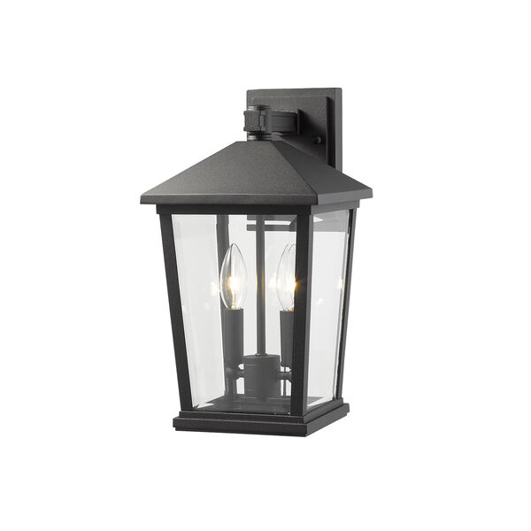 Beacon Black Two-Light Outdoor Wall Sconce With Transparent Beveled Glass, image 3
