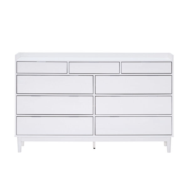 White Solid Wood Nine-Drawer Dresser, image 1