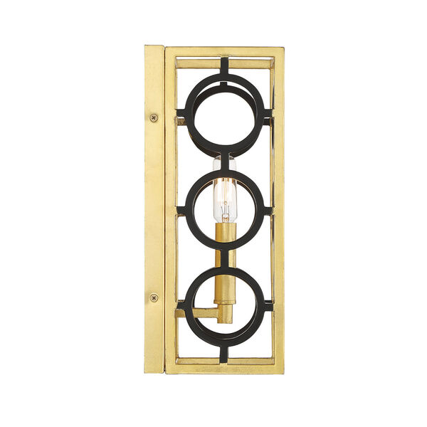 Kirsch Matte Black and True Gold One-Light Wall Sconce, image 5