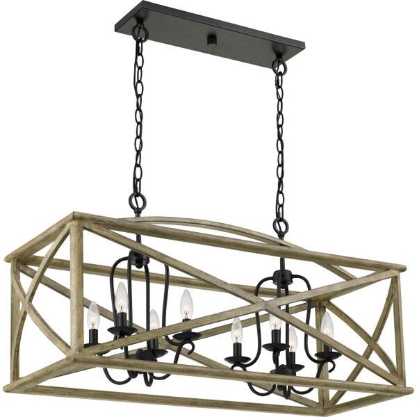 Woodhaven Distressed Weathered Oak Eight-Light Chandelier, image 3