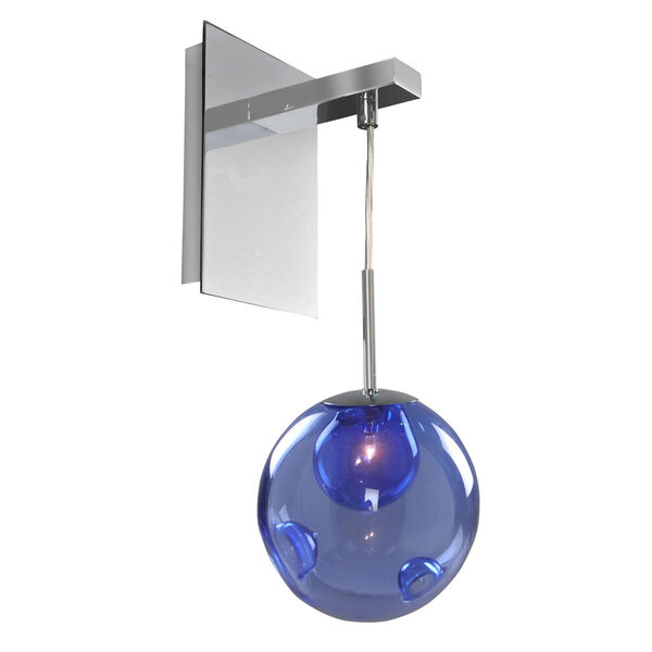 Meteor Chrome 1-Light 6-Inch Wall Bracket with Sapphire, image 1