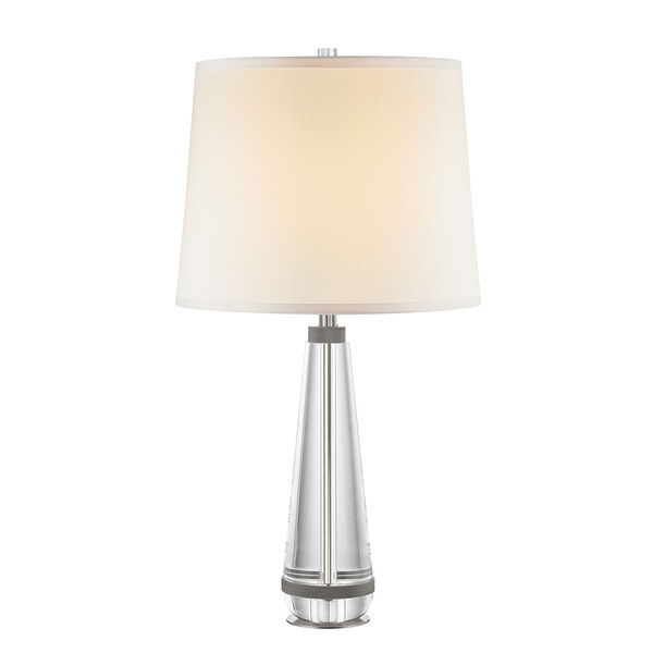 Calista Polished Nickel and White Silk One-Light Table Lamp, image 1