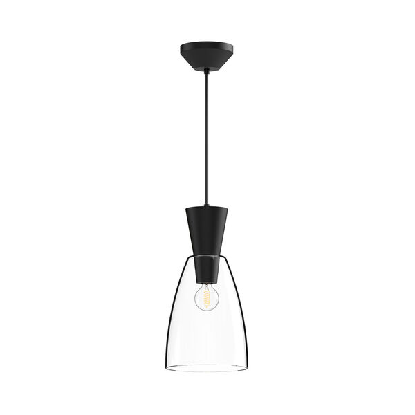 Arlo Matte Black One-Light Mini Pendant with Clear Glass, image 1