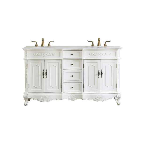 Danville Antique White 60-Inch Vanity Sink Set, image 1