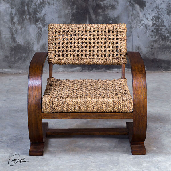 Rehema Natural Woven and Pecan Accent Chair, image 2