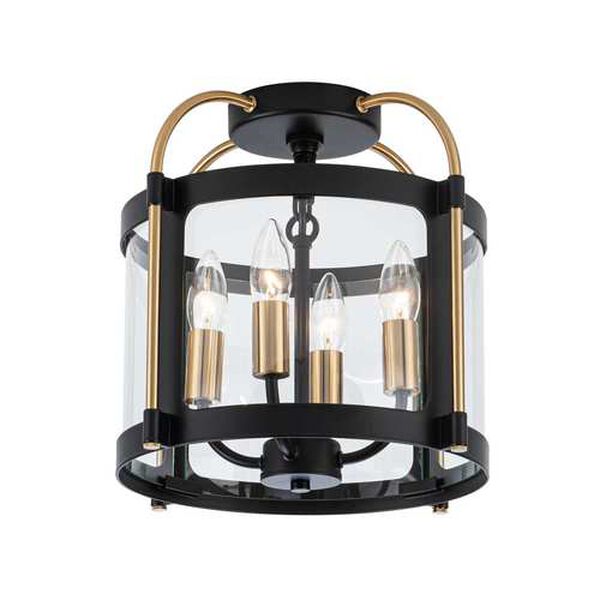 Bonita Black Brushed Brass Four-Light LED Flush Mount, image 1