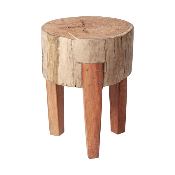 Asco Brown 18-Inch Solid Reclaimed Wood Stool, image 1