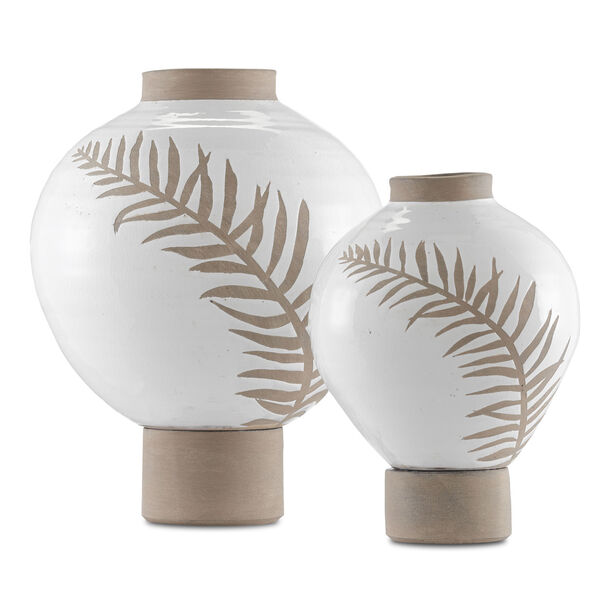 White and Tan Large Fern Vase, image 4