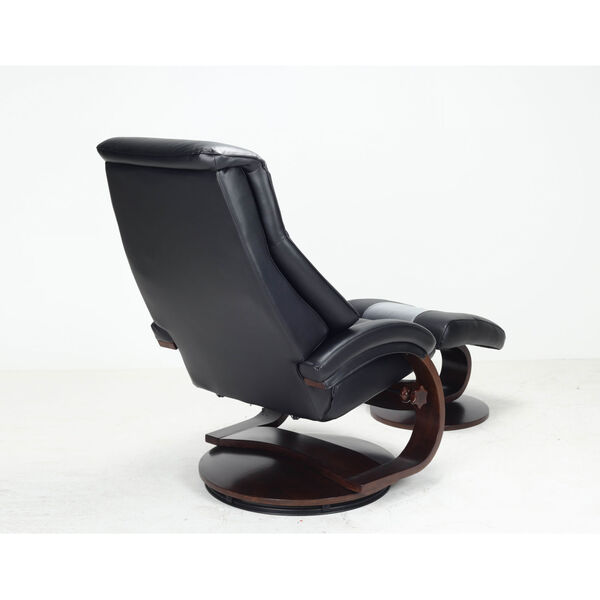 Selby Merlot Black Top Grain Leather Manual Recliner with Ottoman, image 4