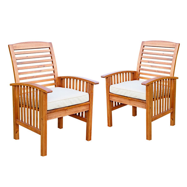 Brown Acacia Patio Chairs with Cushions (Set of 2), image 2