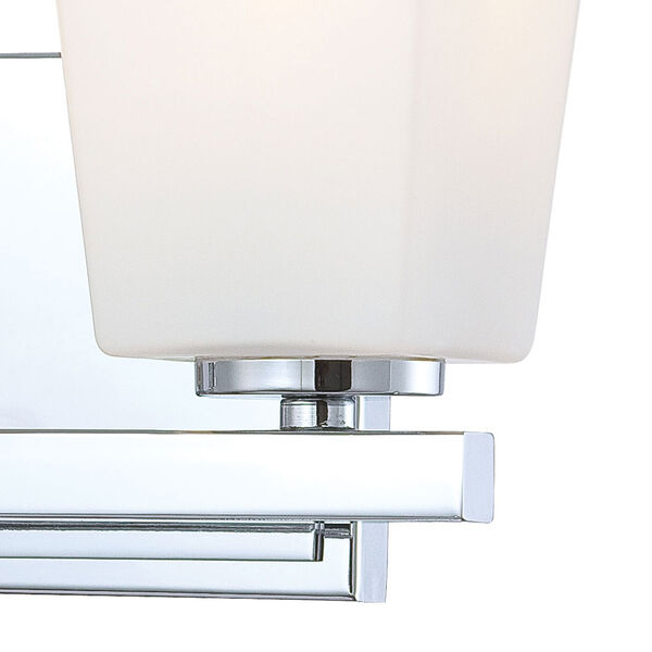 City Square Chrome Two-Light Bath Fixture with Etched Opal Glass, image 3