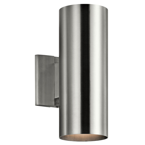 Brushed Aluminum 5-Inch Two-Light Outdoor Wall Mount, image 1
