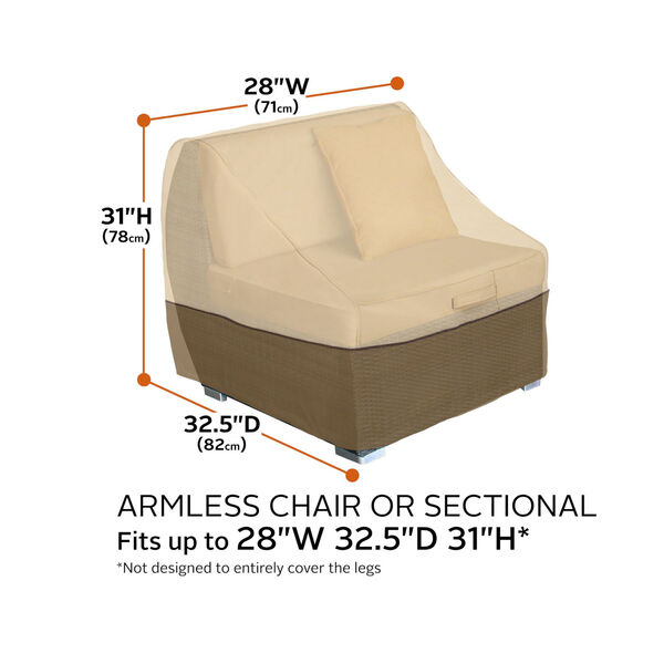 Ash Beige and Brown Patio Armless and Sectional Chair Cover, image 4