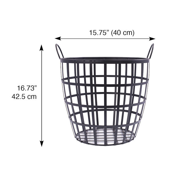 Black Steel Log Basket with Carry Handles, image 3