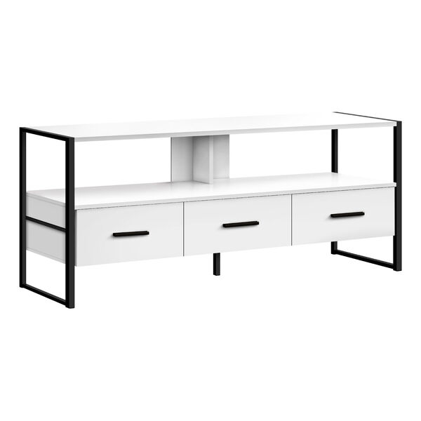 White and Black TV Stand with Three Drawers, image 1