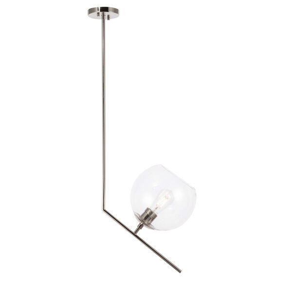 Ryland Chrome One-Light Pendant with Clear Glass, image 1