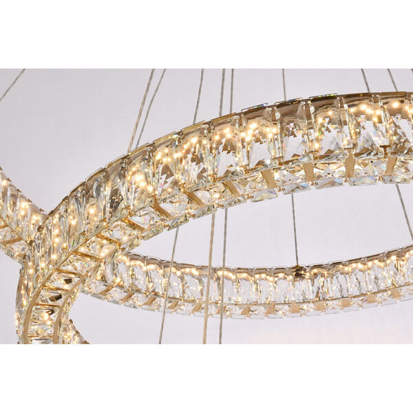 Monroe Gold 41-Inch Integrated LED Triple Ring Chandelier, image 5