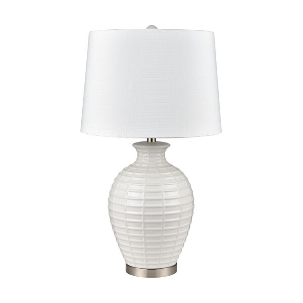 Junia White and Satin Nickel One-Light Table Lamp, image 2