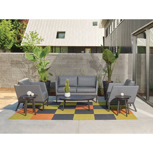 Salino and Eiland Powder Coat Carbon Six-Piece Nauticau Outdoor Loveseat and Table Chat Set, image 2