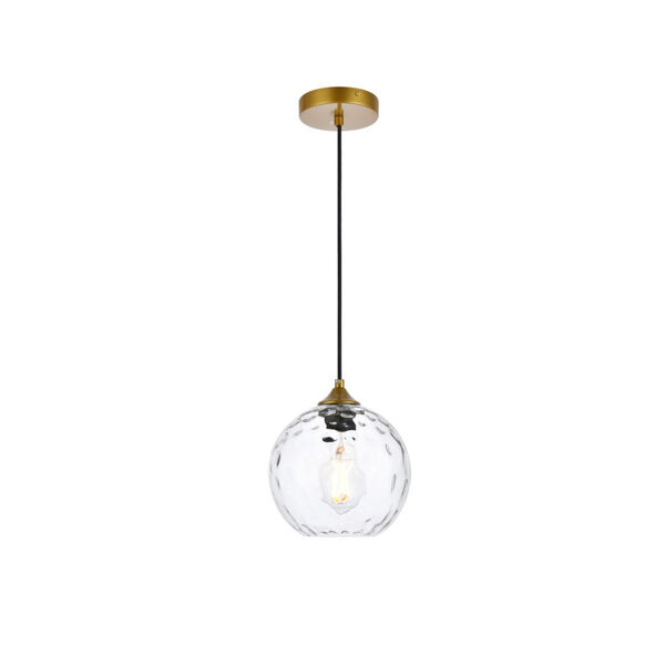 Cashel Brass and Clear Eight-Inch One-Light Mini Pendant, image 1