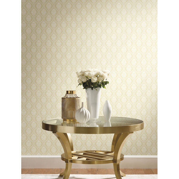 Damask Resource Library Yellow 20.5 In. x 33 Ft. Petite Ogee Wallpaper, image 1