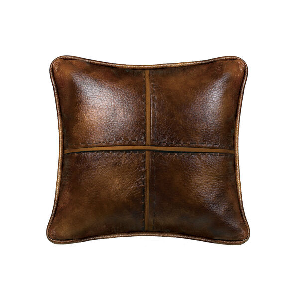 Brighton Brown Faux Leather 18 x 18 In. Throw Pillow, image 1
