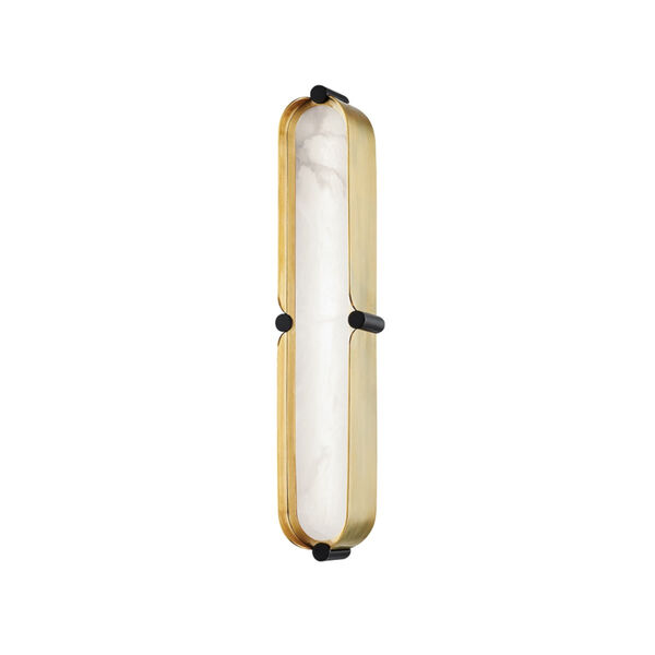 Tribeca Aged Brass Black 16-Inch One-Light LED Bath Light with Alabaster Shade, image 1