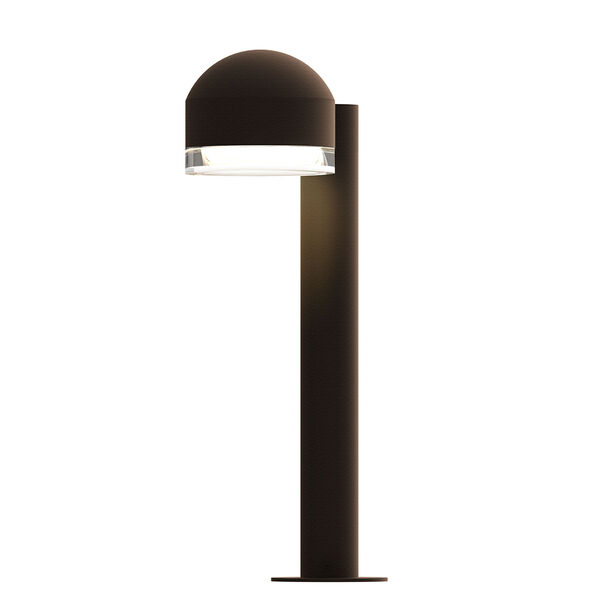 Inside-Out REALS Textured Bronze 16-Inch LED Bollard with Cylinder Lens and Dome Cap with Clear Lens, image 1