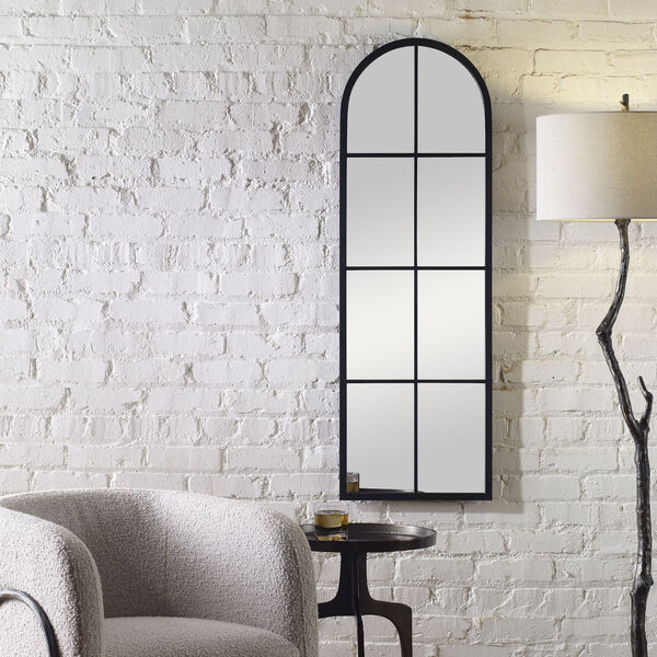 Amiel Satin Black 17-Inch x 50-Inch Arch Window Mirror, image 3