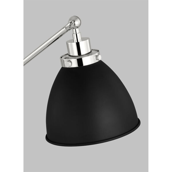 Wellfleet Midnight Black and Polished Nickel One-Light Dome Desk Lamp, image 4