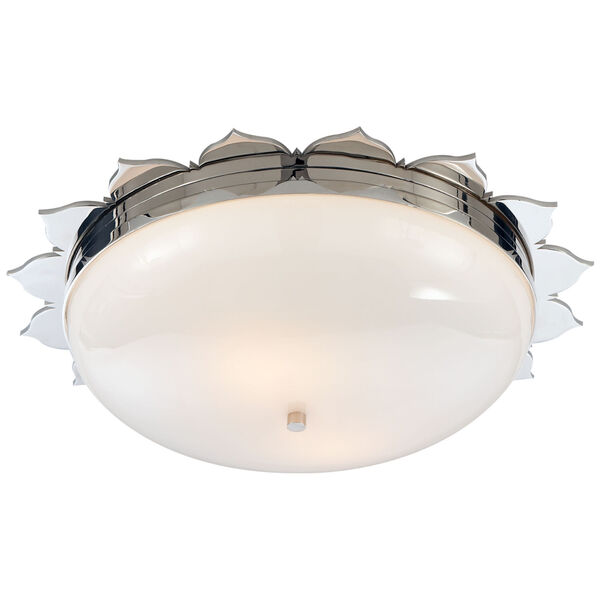Rachel Large Flush Mount in Polished Nickel with White Glass by Alexa Hampton, image 1