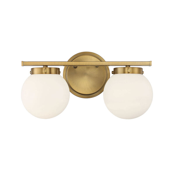 Cora Natural Brass Two-Light Bath Vanity with Opal Glass, image 1