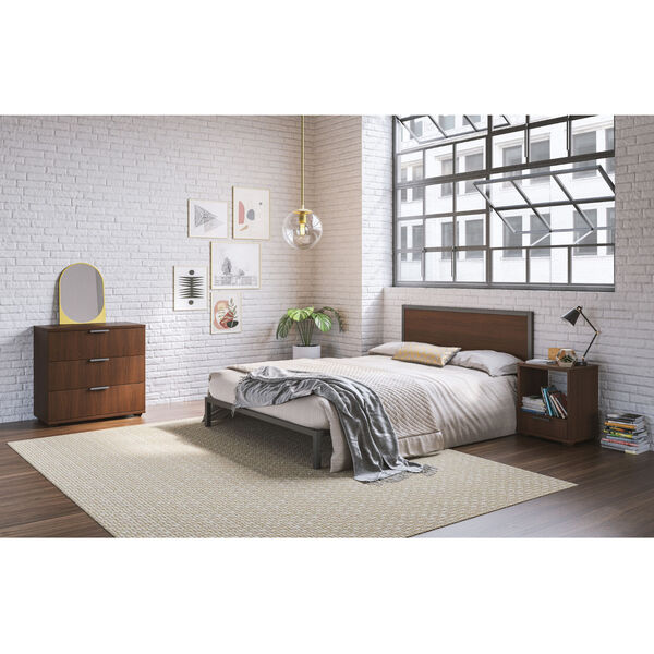 Merge Brown Queen Bed with Nightstand and Chest, Three-Piece, image 1