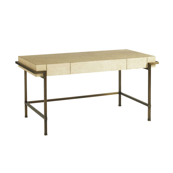 Studio Designs White and Brass Parchment Writing Desk, image 1