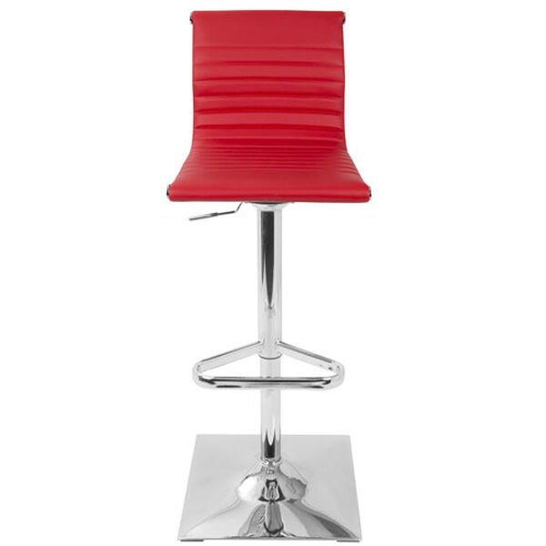 Master Polished Chrome and Red Leather Seat Bar Stool, image 5