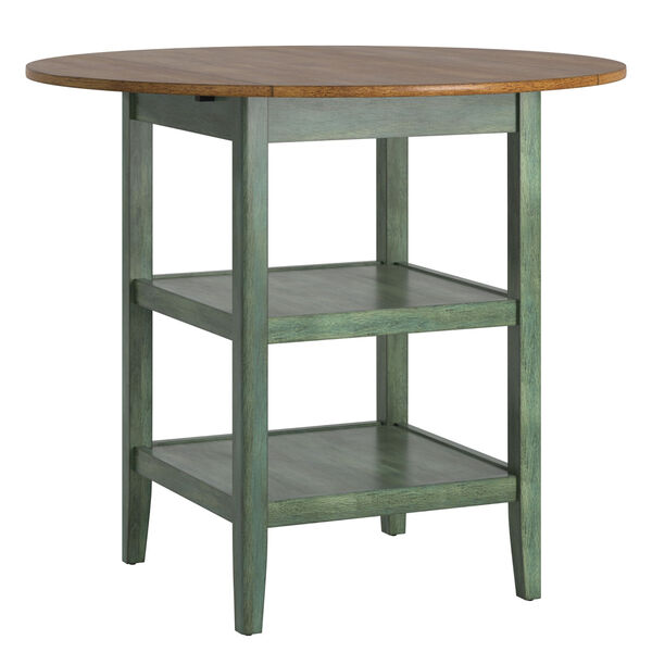 Caroline Green Two-Tone Side Drop Leaf Round Counter Height Table, image 1