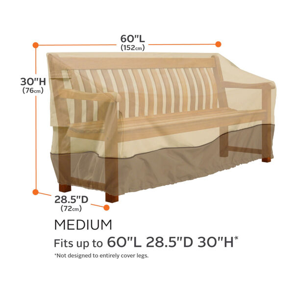 Ash Beige and Brown 60-Inch Patio Bench Cover, image 4